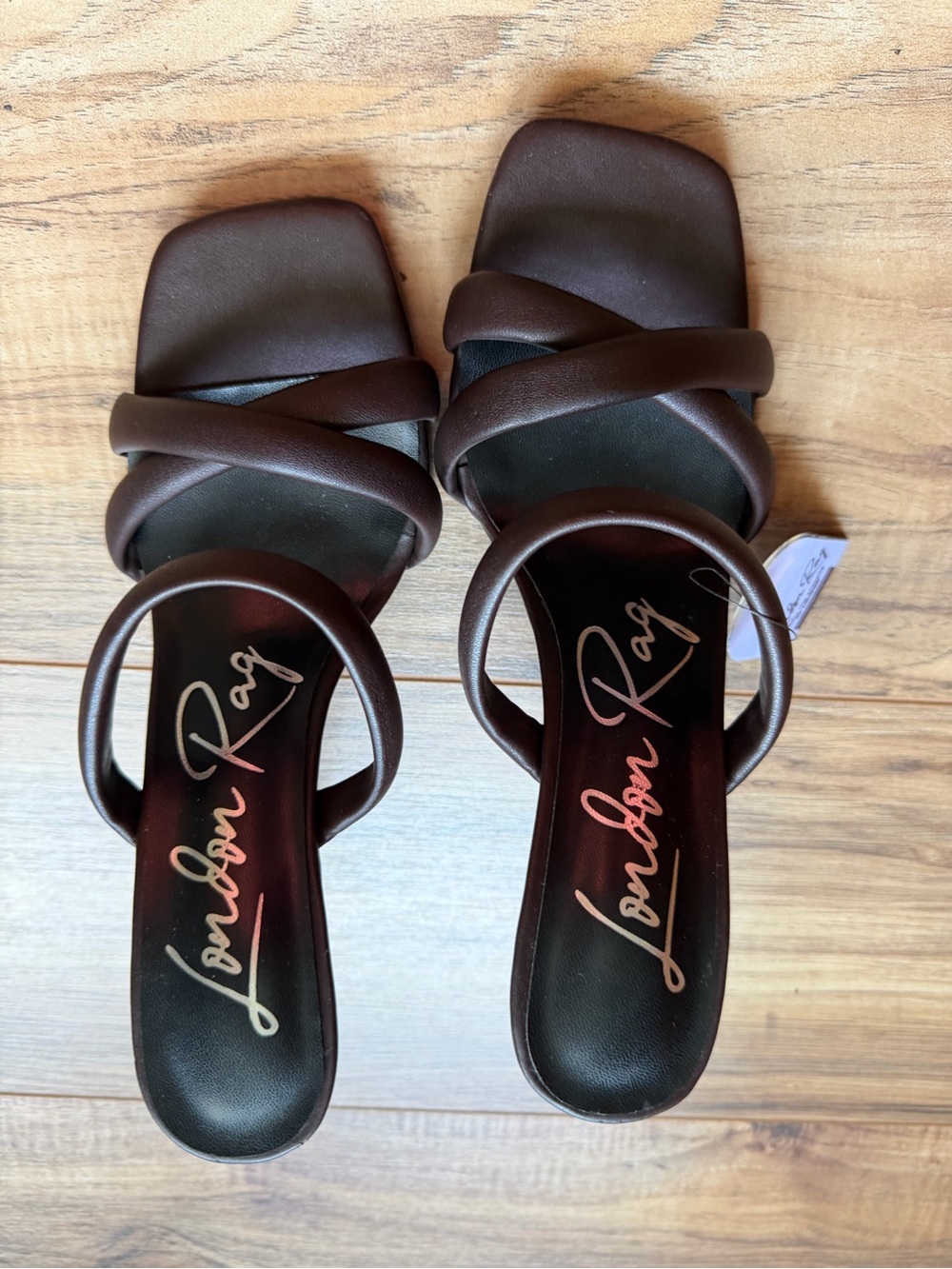London Rag Brown Crisscross Strap Heeled Sandals